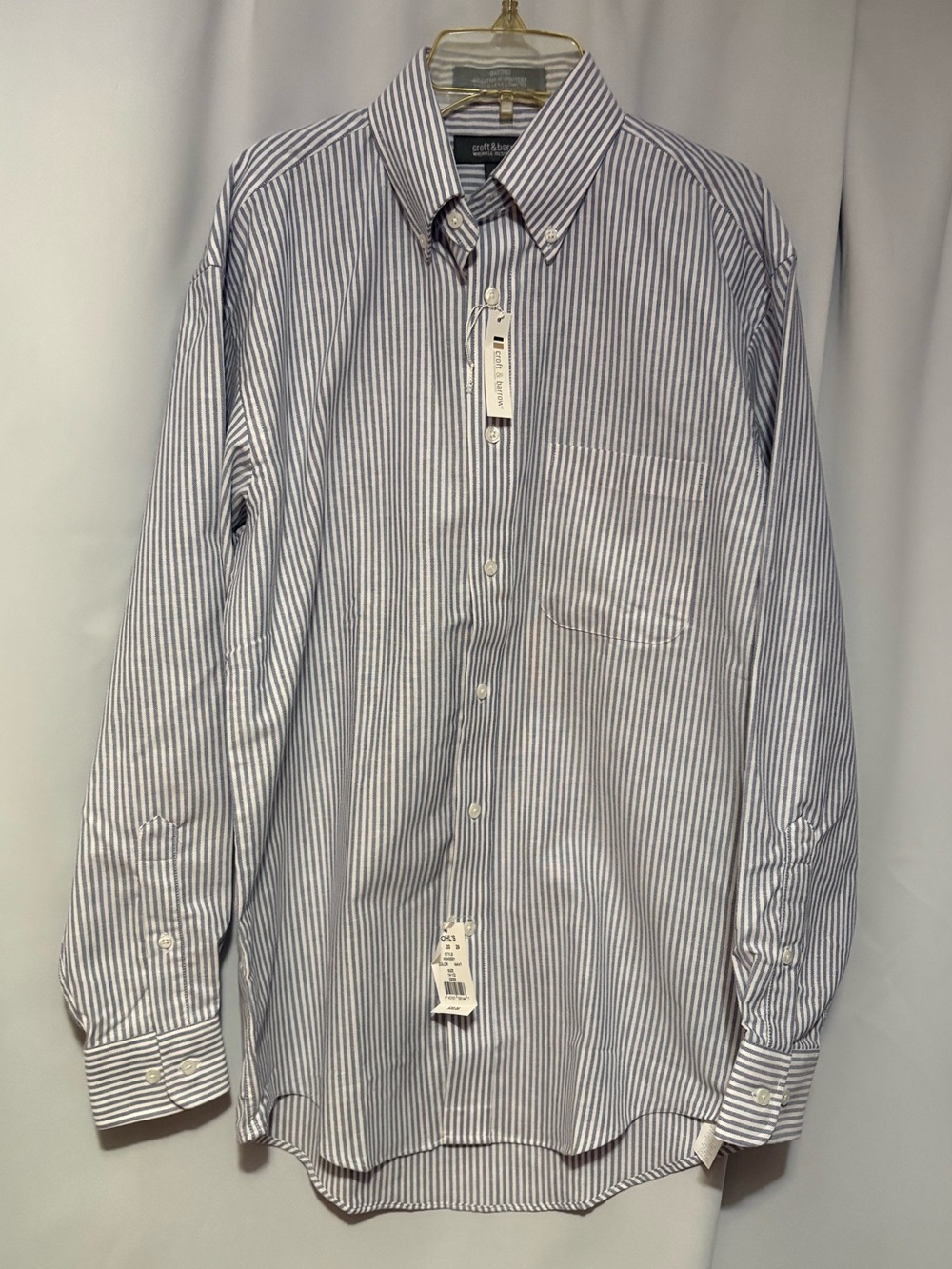 croft & barrow Blue and White Striped Button-Down Dress Shirt